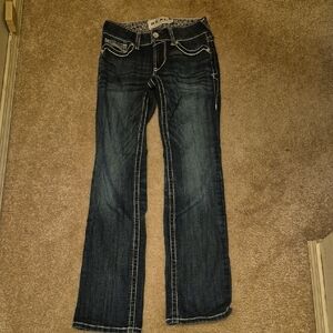 Ariat Dark Wash Boot Cut Jeans with Contrast Stitching. Size: 25s
